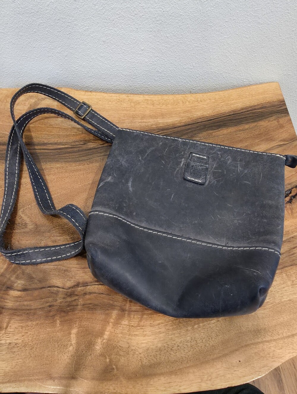 Portland Leather Goods Festival Black Suede Leather Crossbody Bag
